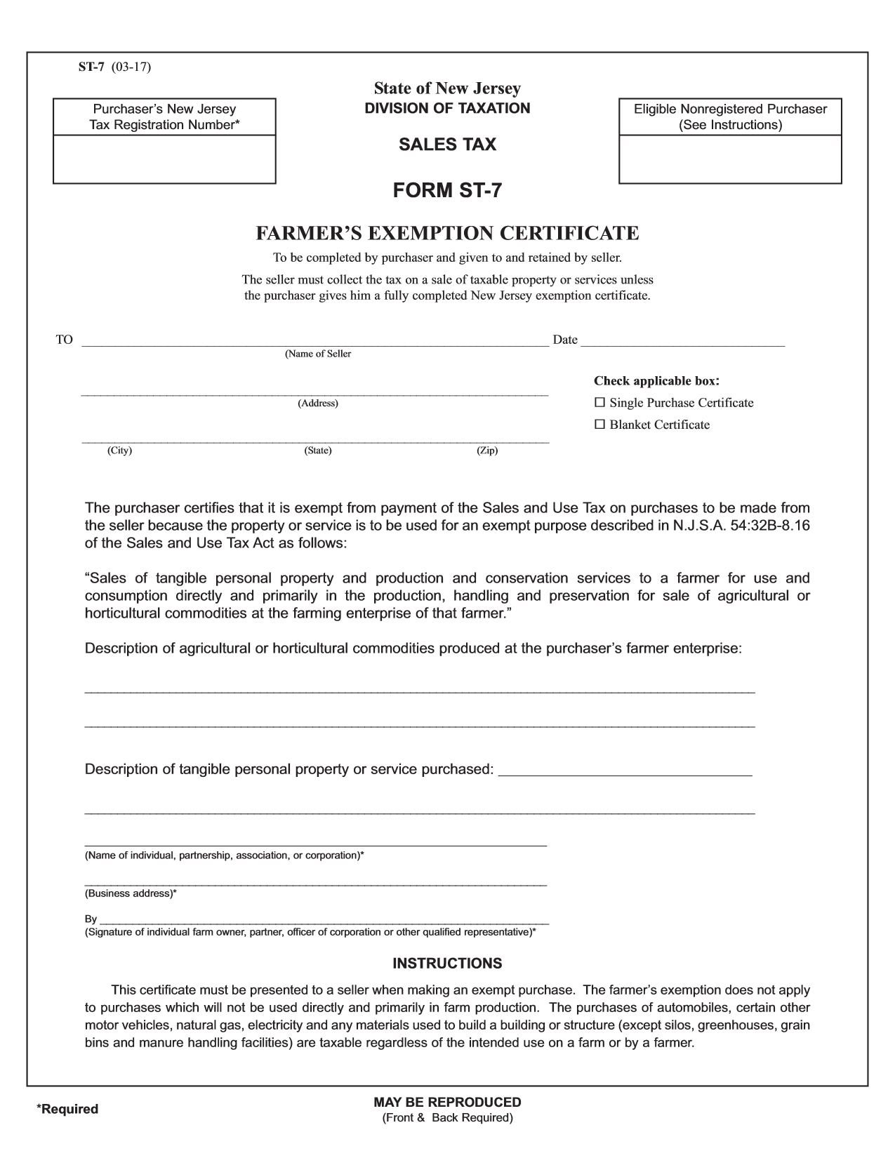 State Tax Exemption Forms TP Tools & Equipment