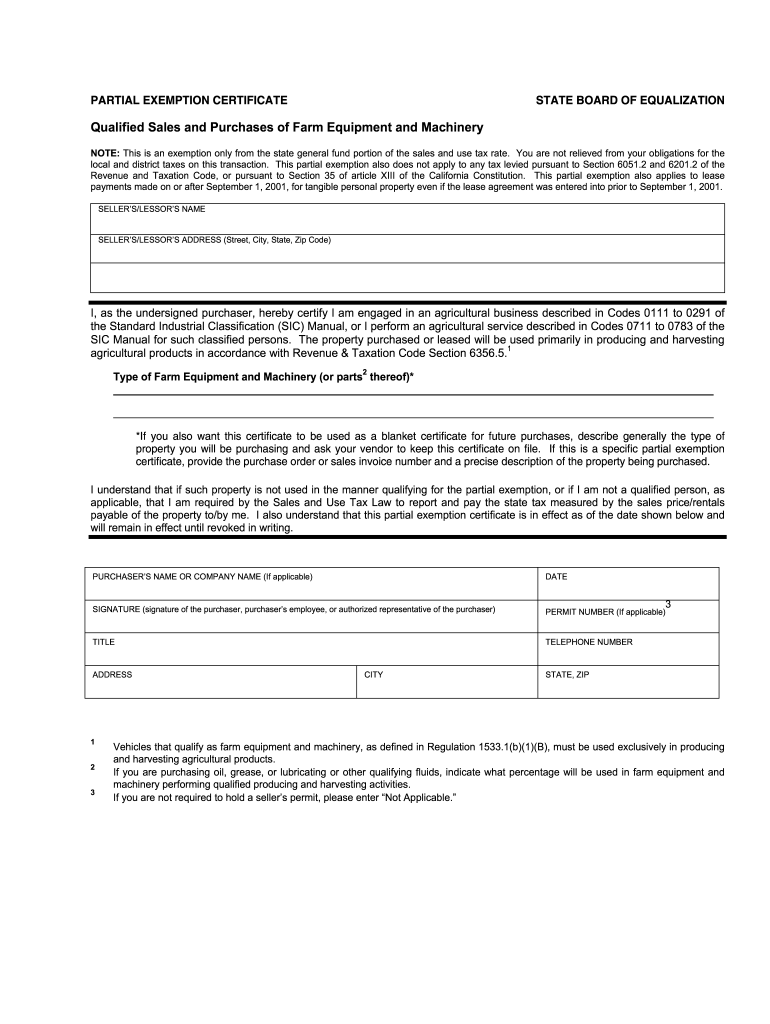 Partial Exemption Certificate Fill and Sign Printable