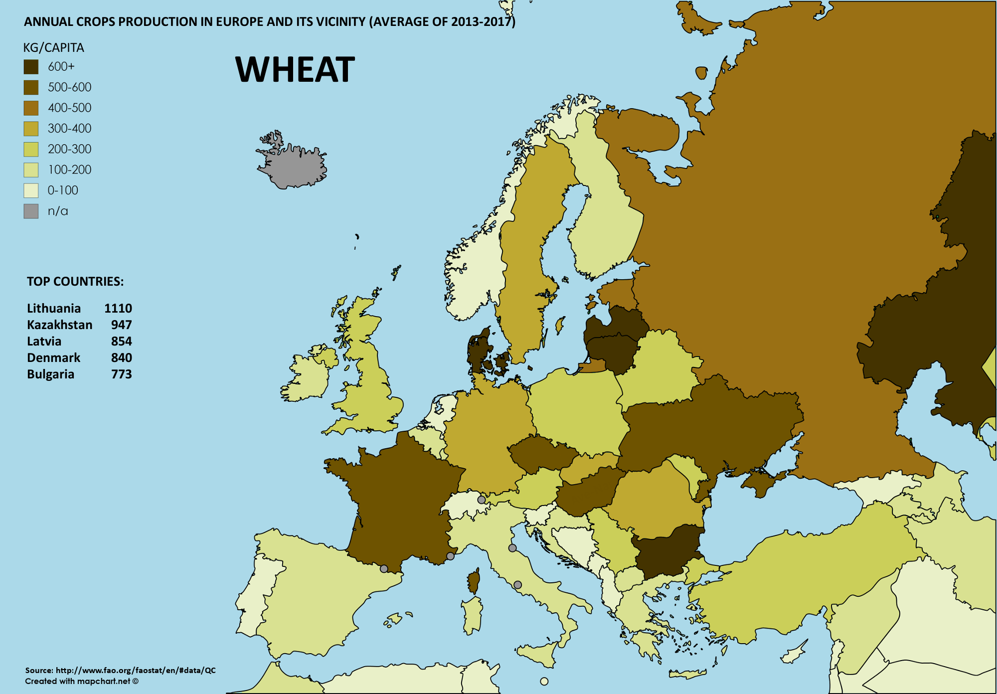 Crops production in Europe and its vicinity [kg/capita